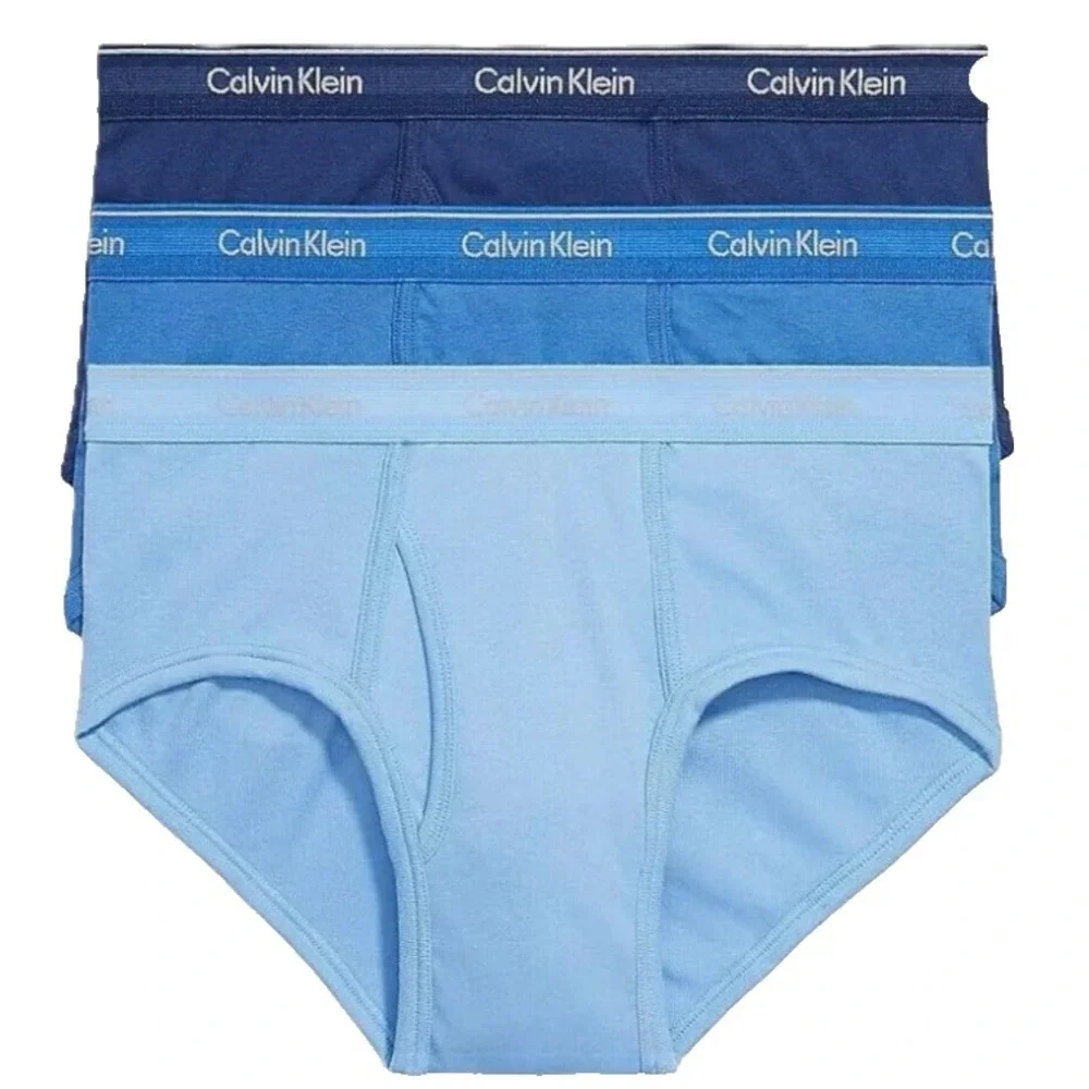 Calvin Klein Men's Brief 100% Cotton Classic Fit Blue‎ 3-pack Size XXL